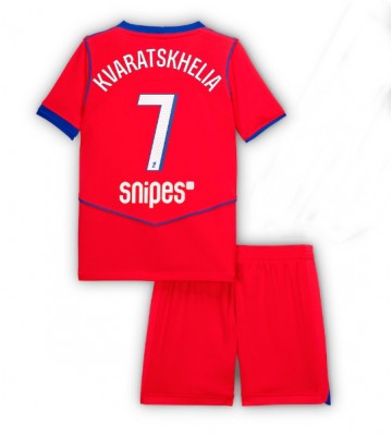 Paris Saint-Germain Khvicha Kvaratskhelia #7 Tredjeställ Barn 2025-26 Kortärmad (+ Korta byxor)